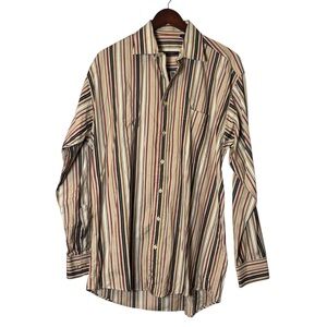 Vintage Burberry London Striped Multicolor Men's Shirt Size Medium
